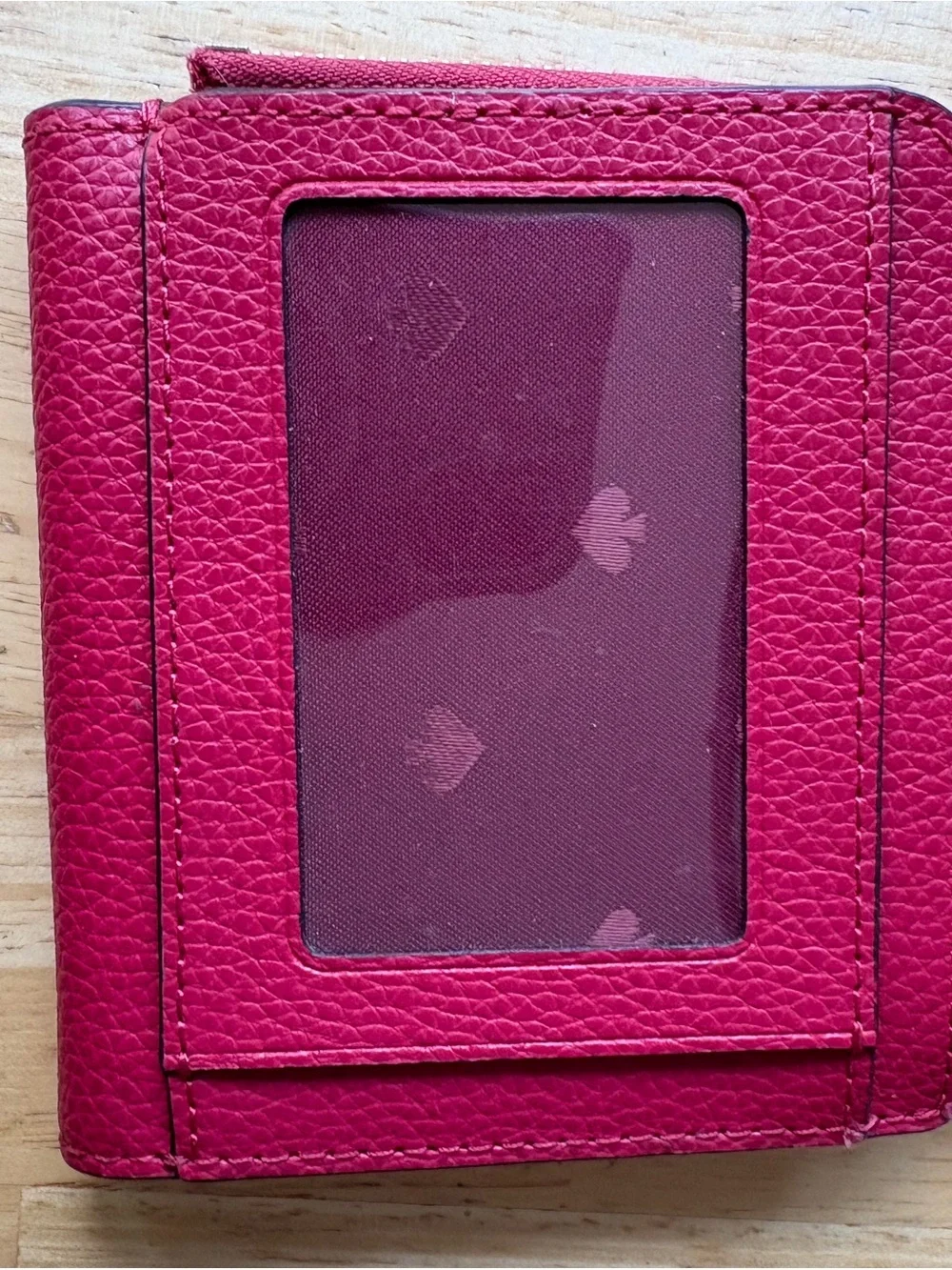 kate spade Hot Pink Pebbled Leather Zip Wallet with Gold Hardware